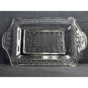 Antique EAPG Mckee Bread Plate Diagonal Band Diagonal Block and Fan 13" x 7.5"
